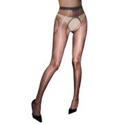Generisch Collant da donna a olio chiaro collant sottili trasparenti a quattro passi aperti per donna collant neri con scollature collant donna set, grigio., Taglia unica