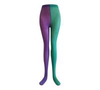 Generisch Collant da donna colorati per carnevale leggings bicolore collant festivi splice multicolori leggings a vita alta pantaloni da jogging 3D stretch slim fit opachi pantaloni da yoga, O viola