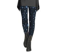 Generisch Collant da donna con brillantini, opachi, jeggings da donna, elasticizzati, a vita alta, con paillettes, slim fit, leggings alla moda, costumi di carnevale, lucidi, Blu scuro, M