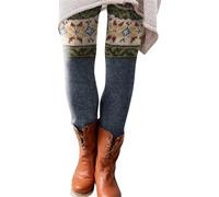 Generisch Collant da donna con motivo invernale, leggings termici da donna, leggings caldi invernali, lunghi, elasticizzati, casual, pantaloni termici, comodi da jogging a vita alta, morbidi, verde