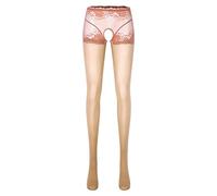 Generisch Collant da donna trasparenti elasticizzati leggings sportivi Lingerie lingerie aperta, caffè, XL