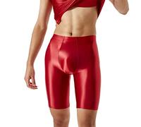Generisch Collant da uomo lucidi, leggings, sexy, da corsa, a olio, traspiranti, funzionali, leggeri, a compressione, per lo sport, O rosso., XXL