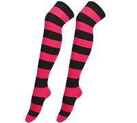 Generisch Collant in pizzo 1 paio di calze lunghe natalizie da donna sopra calze al ginocchio per feste di Natale costumi calze alte al ginocchio calze lunghe a righe calze a maglia per principianti
