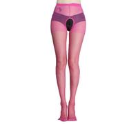 Generisch Collant senza spalline trasparenti con decorazione in pizzo seducente con design speciale a cavallo per un fascino seducente, rosa intenso, Taglia unica