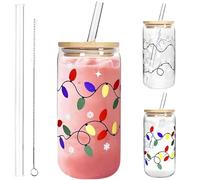 Generisch Color Changing Christmas Cup, Christmas Color Changing Glass Cup, Reusable Glass Coffee Cup for Iced Coffee Coffee Cup, Cold Water, Tea, Milk, Xmas Holiday Party Gifts (1)