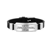 Generisch Colori Perline Regalo Placcato Anelli Bracciale Link in Acciaio Inox Mio Bracciale a Braccialetti in Silicone Messaggio Larghezza Perla Gioielli, Taglia unica, Acciaio inossidabile
