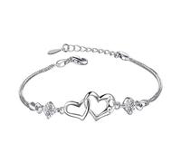Generisch Colori Uomo Bracciale Argento Gioielli Braccialetti Love Silver Bracciali Moda Coppia Braccialetti Trendy Valentine Braccialetti Rosa Perla Larghezza Bracciale, Taglia unica, Metallo