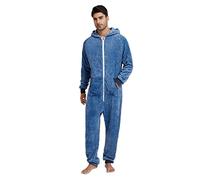 Generisch Combattimento notturno da uomo con cerniera colorata con scollo a V a maniche lunghe con cappuccio, Blu, XL