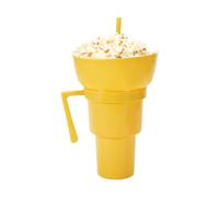 Generisch Combinazione di e , 2 in 1 per snack e bevande con cannuccia, contenitori riutilizzabili infrangibili, a prova di perdite, da stadio, popcorn per viaggi, serata cinema
