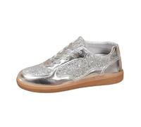 Generisch Commercio Estero Plus Size Scarpe con paillettes con suola spessa per le donne in Europa e in America Nuove scarpe casual versatili Low Top Flat Casual Scarpe con lacci, argento, 41 EU