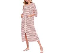Generisch Comoda camicia da notte da donna con vestibilità ampia, maniche a tre quarti, ideale per l'inverno, taglie forti, materiale morbido per notti rilassate, ore accoglienti a casa, Colore: rosso