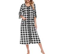 Generisch Comoda camicia da notte da donna con vestibilità ampia, maniche a tre quarti, ideale per l'inverno, taglie forti, materiale morbido per notti rilassate, ore accoglienti a casa, bianco, L