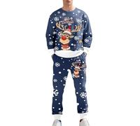 Generisch Comoda felpa a maniche lunghe senza pantaloni da jogging - un comodo outfit casual in due pezzi per le vacanze rilassate giornate invernali., Blu marino, XL
