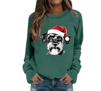 Generisch Comoda felpa casual con scollo rotondo. Maglia in pile morbida e alla moda per una comoda vacanza e un uso quotidiano, Verde scuro, L