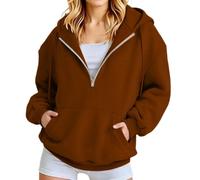 Generisch Comoda felpa con cappuccio da donna con cerniera a quarto - Felpa casual a maniche lunghe con tasca a marsupio, ideale per l'inverno, versatile, combinabile con pantaloni per il tempo libero