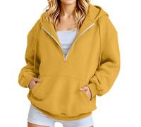 Generisch Comoda felpa con cappuccio da donna con cerniera a quarto - Felpa casual a maniche lunghe con tasca a marsupio, ideale per l'inverno, versatile, combinabile con pantaloni per il tempo libero