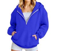Generisch Comoda felpa con cappuccio da donna con cerniera a quarto - Felpa casual a maniche lunghe con tasca a marsupio, ideale per l'inverno, versatile, combinabile con pantaloni per il tempo libero
