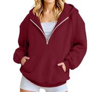 Generisch Comoda felpa con cappuccio da donna con cerniera a quarto - Felpa casual a maniche lunghe con tasca a marsupio, ideale per l'inverno, versatile, combinabile con pantaloni per il tempo libero