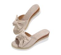 Generisch Comode pantofole da donna con chiusura a fiocco, tallone per indossarle facilmente, ideali per rilassarsi nella vita di tutti i giorni, bianco, 40 EU