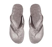 Generisch Comode pantofole da donna con design a punta, per la spiaggia e il tempo libero, facili da infilare, sandali piatti per l'estate da donna con plantare chiuso, argento, 37 EU