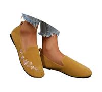 Generisch Comode pantofole da donna con ricamo, punta rotonda, tomaia piatta, traspiranti, ideali per passeggiate nella vita di tutti i giorni, Colore: arancione., 40 EU