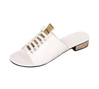 Generisch Comode pantofole estive metallo per, casual, commercio estero, grandi dimensioni, stile romano, scarpe da donna, bianco, 38 EU