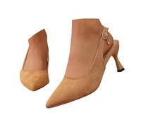 Generisch Comode pantofole traspiranti da donna con tacco alto, per il tempo libero e la primavera, scarpe leggere e alla moda dal design classico, marrone, 42 EU