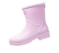 Generisch Comode scarpe da pioggia da donna, stivaletti in gomma a mezza altezza, stivaletti da donna, eleganti, impermeabili, antiscivolo, leggeri, Colore: rosa., 38 EU