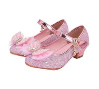 Generisch Comode scarpe da principessa, eleganti sandali estivi con cinturino con brillantini, suola piatta, sandali per ragazze a piedi nudi per bambini con strass a piedi nudi, Sandlen B3 Rosa, 35