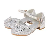 Generisch Comode scarpe da principessa, eleganti sandali estivi con cinturino con brillantini, suola piatta, sandali per ragazze a piedi nudi per bambini con strass a piedi nudi, Sandlen B1 Argento