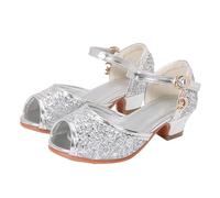 Generisch Comode scarpe da principessa, eleganti sandali estivi con cinturino con brillantini, suola piatta, sandali per ragazze a piedi nudi per bambini con strass a piedi nudi, Sandlen B2 Argento