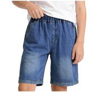 Generisch Comodi pantaloncini in jeans dal taglio aderente per lo stile coreano, ideali per l'uso quotidiano, pantaloni leggeri con taglio a cinque punti, uso versatile, BU1, 11-12 Anni