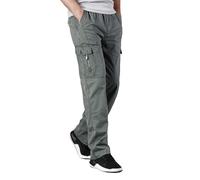 Generisch Comodi pantaloni cargo da uomo con gamba dritta, numerose tasche, taglio largo, ideali per l'uso quotidiano e professionale, offrono un look alto e alla moda, verde militare, XXL