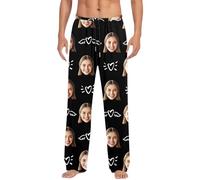 Generisch Comodi pantaloni casual da uomo con coulisse, motivo stampato originale per ore comode a casa e come abbigliamento da notte ideale, versatili nella vita di tutti i giorni, Nero , 5XL