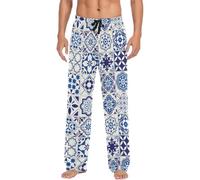 Generisch Comodi pantaloni lunghi da notte con tasche in vita, tasche laterali, taglio largo, per il tempo libero, stampati, con gambe larghe, indossabili tutto l'anno, comfort per tutti i giorni