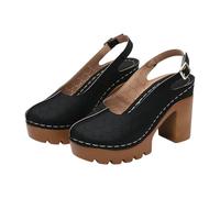Generisch Comodi sandali estivi da donna, sandali estivi di alta qualità, dimensioni con tacco a blocco e suola spessa per donne più grandi, eleganti scarpe da spiaggia per un aspetto perfetto, Nero