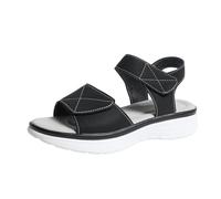 Generisch Comodi sandali piatti taglie forti per le giornate estive, scarpe casual per il tempo libero dal design alla moda da donna, Nero , 41 EU X-Stretta