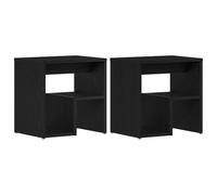 Generisch Comodino 2 PZ Nero Effetto Rovere 40x30x40 cm | materiale in legno, spazio con divisori, due persone per il montaggio, cacciavite necessario, solo per interni