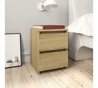 Generisch Comodino in rovere Sonoma, 2 pezzi, 30 x 30 x 40 cm, in legno, con due cassetti, utilizzabile come tavolino da caffè, facile da montare