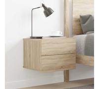 Generisch Comodino in rovere Sonoma, 40 x 30 x 30 cm, in legno con due cassetti, versatile come comodino o tavolino da caffè, facile da pulire e facile da montare