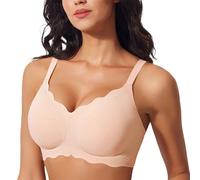 Generisch Comodo reggiseno da donna senza stiratura, design senza cuciture con chiusura a tre ganci, biancheria intima di supporto e versatile per ogni stagione, beige., L