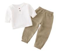 Generisch Comodo set a maniche lunghe per: abbigliamento versatile per la scuola per tutti i giorni, dai 6 mesi ai 6 anni, materiali durevoli, facili da pulire, flessibili, marrone, 12-18 Mesi