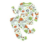 Generisch Completo a due pezzi con scollo rotondo, maniche lunghe, materiale morbido, ideale per la vita quotidiana dei bambini, verde, 3-4 Jahre