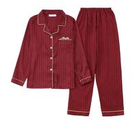 Generisch Completo a maniche lunghe sottile in seta di ghiaccio con pittura ad inchiostro ad alta sense, per la primavera e il tempo libero, Colore: rosso, L