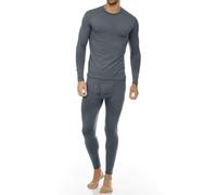 Generisch Completo intimo termico da uomo, tinta unita, foderato in pile, composto da camicia e pantaloni lunghi foderati in pile., grigio, 3XL