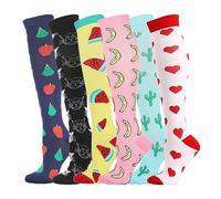 Generisch Compression Socks Damen Sport Lang Compression Calze Traspirante Ginocchiere Morbido Design Dolce Casual Colorato Calze di Sostegno Per Sport Corsa Viaggio In Aereo Ciclismo