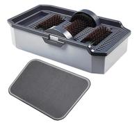 Generisch Con 3 Spazzole E 1 Tappetino Assorbente for Scarpe Self-service | Pulitore for suole di scarpe self-service, macchina for la pulizia delle suole staccabile, lava-stivali for fango, officine