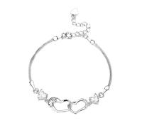 Generisch Con Bracciale In Argento Gioielli Per Donne Zirconia Birthstone Adjustable Gold Love Heart Birthday Chain 1 For Bracciale Tono Braccialetti Con Bracciale Cerchio Anello Quarzo, Taglia unica