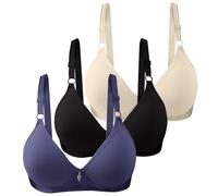 Generisch Confezione da 3 reggiseni da donna senza ferretto, Powerful solleva il movimento push up, reggiseno da donna, profondo V, classico, traspirante, sottile, per il sonno, yoga, tempo libero