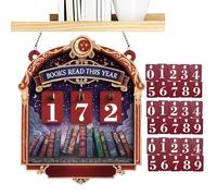 Generisch Contatore - Personalizzato Tracker Libri Leggi quest'anno, 15 x 12 cm Scaffale in legno Decorazione Lettori Femminili Libreria Worm, Contiene piastre numeriche e ganci